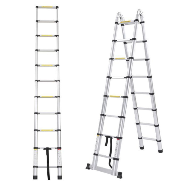1.6M Telescopic Aluminium Ladder Extension Alloy Extendable Step Image 2