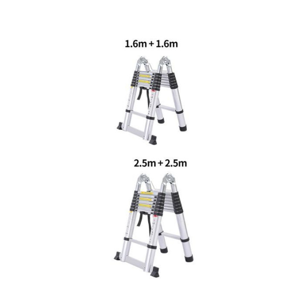 1.6M Telescopic Aluminium Ladder Extension Alloy Extendable Step Image 3