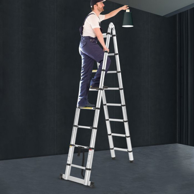 1.6M Telescopic Aluminium Ladder Extension Alloy Extendable Step Image 7