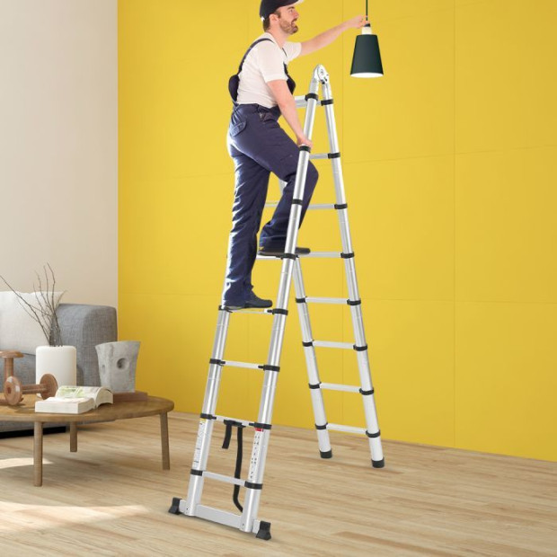 1.6M Telescopic Aluminium Ladder Extension Alloy Extendable Step Image 8