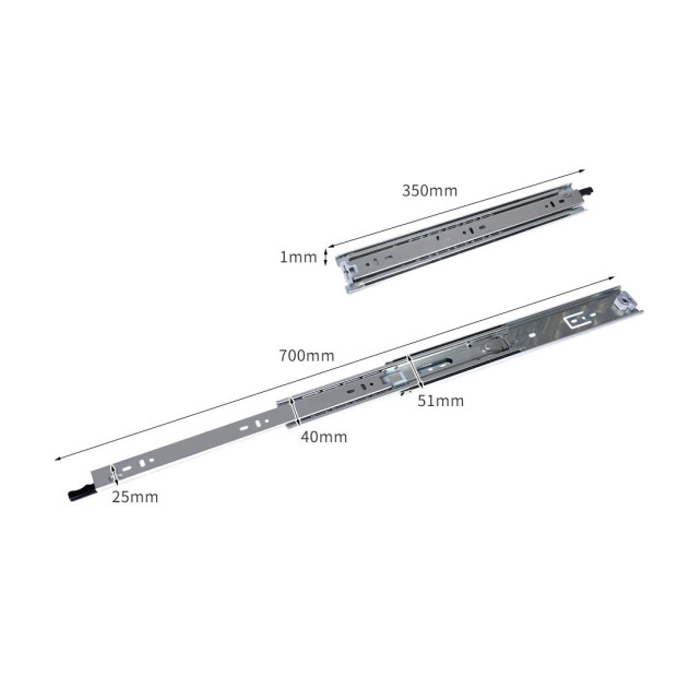 Drawer Slides Runners Locking Full Extension Ball Bearing Pair 75KG 14