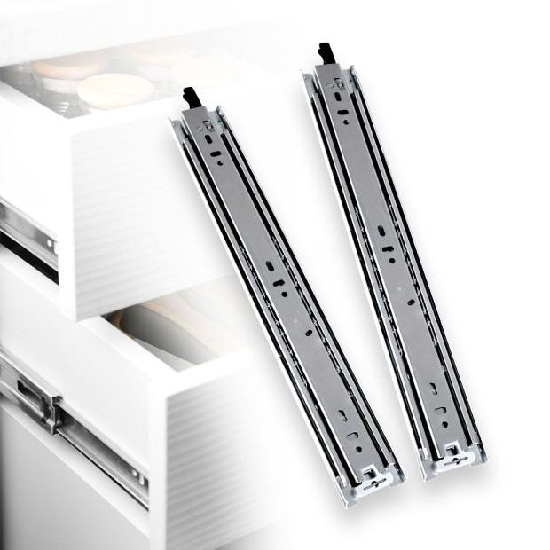 Drawer Slides Runners Locking Full Extension Ball Bearing Pair 75KG 14