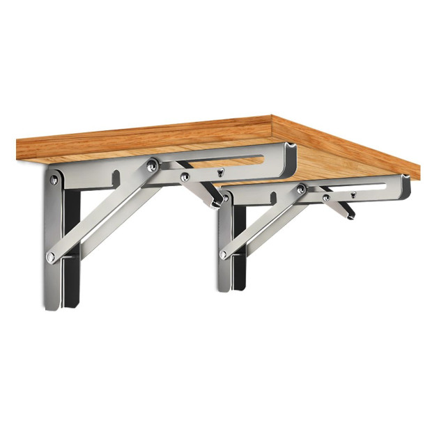 2Pcs 16 Folding Table Bracket Stainless Steel 150KG Wall Shelf Bench Image 2