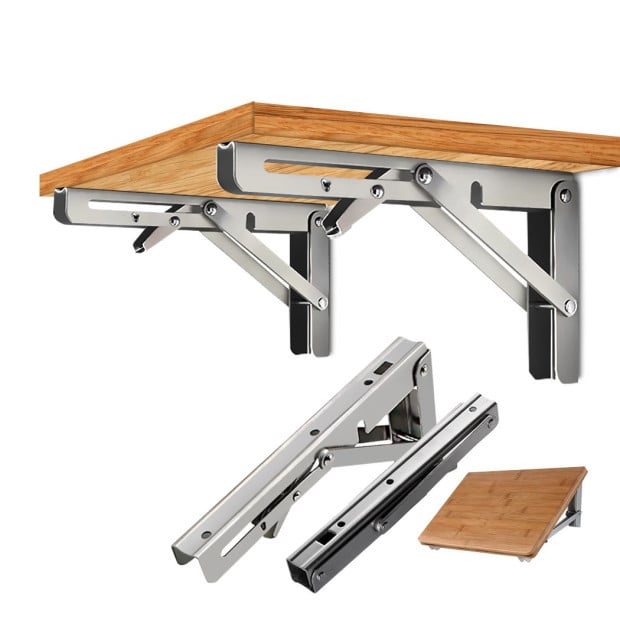 2Pcs 16 Folding Table Bracket Stainless Steel 150KG Wall Shelf Bench