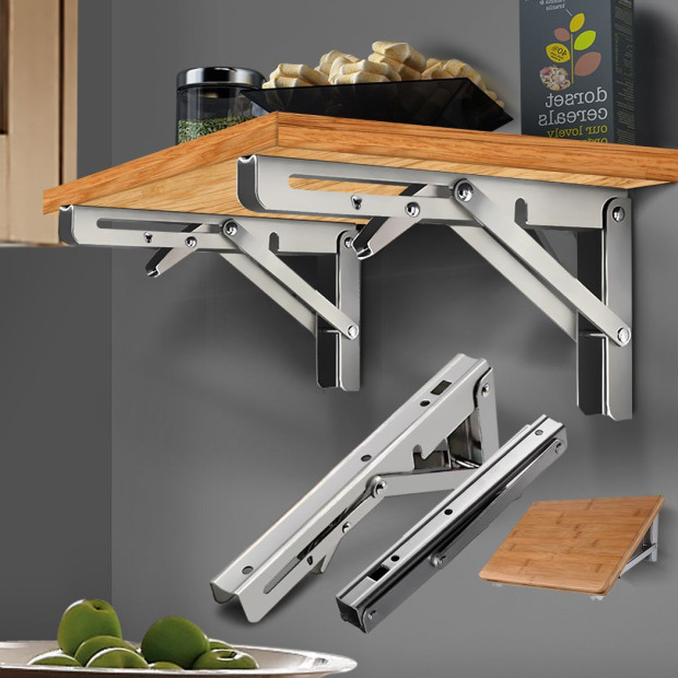 2Pcs 8 Folding Table Bracket Stainless Steel 150KG Wall Shelf Bench Image 7