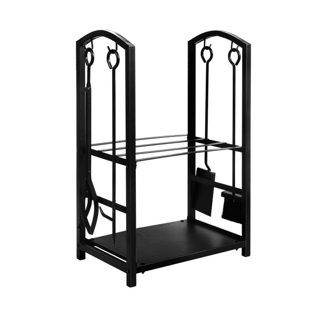 Firewood Rack 4 Fireplace Tools Log Wood Steel Large Holder Storage Image 2