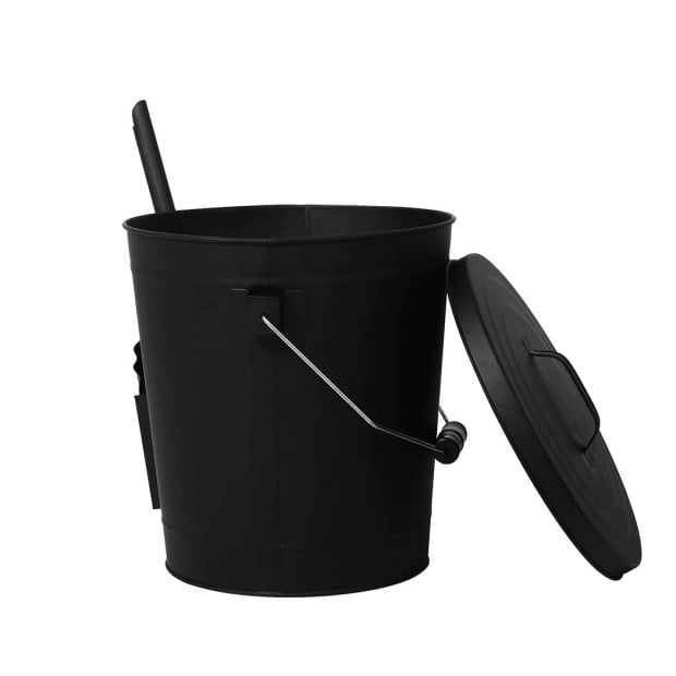Ash Bucket Shovel Lid Fireplace Tool Coal Wood Log 22L Capacity Image 2