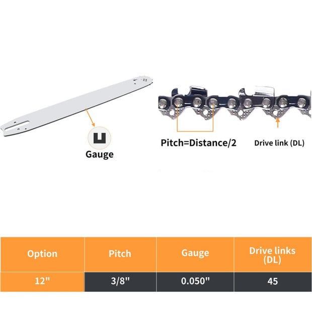 Traderight 12 Chainsaw Chain Blade Saw Semi Chisel 2PCS Image 3