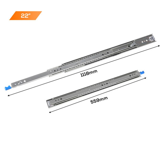 150KG Drawer Slides 559MM Full Extension Locking Ball Bearing Pair Image 3