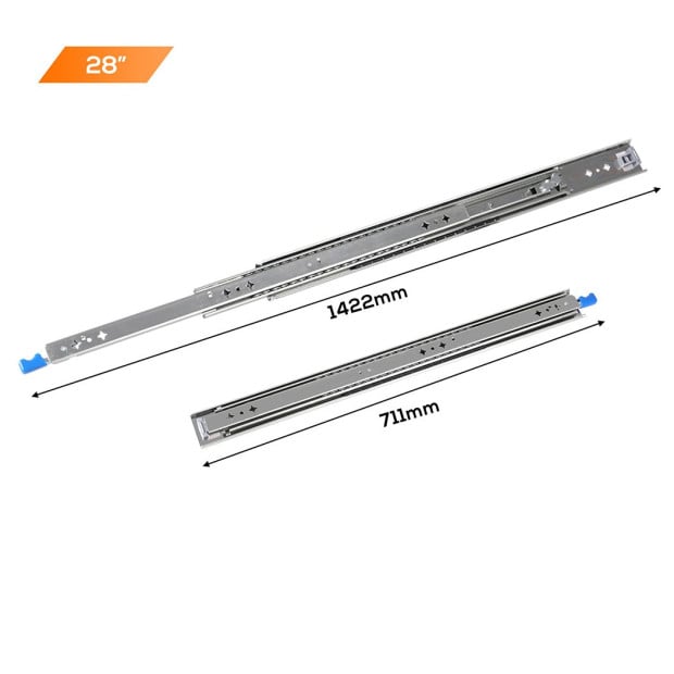 150KG Drawer Slides 711MM Full Extension Locking Ball Bearing Pair Image 3