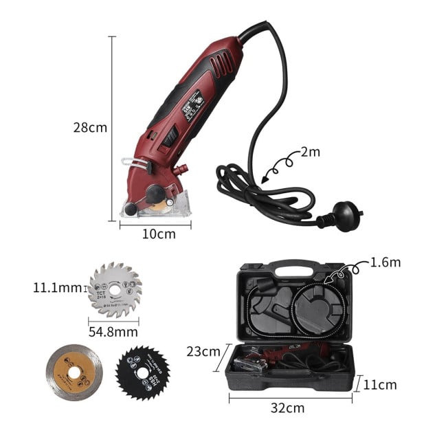 Circular Saw Electric Mini 3 Blades 400W Cutting Wood Steel PVC Tile Image 3