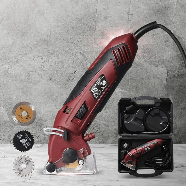 Circular Saw Electric Mini 3 Blades 400W Cutting Wood Steel PVC Tile Image 7
