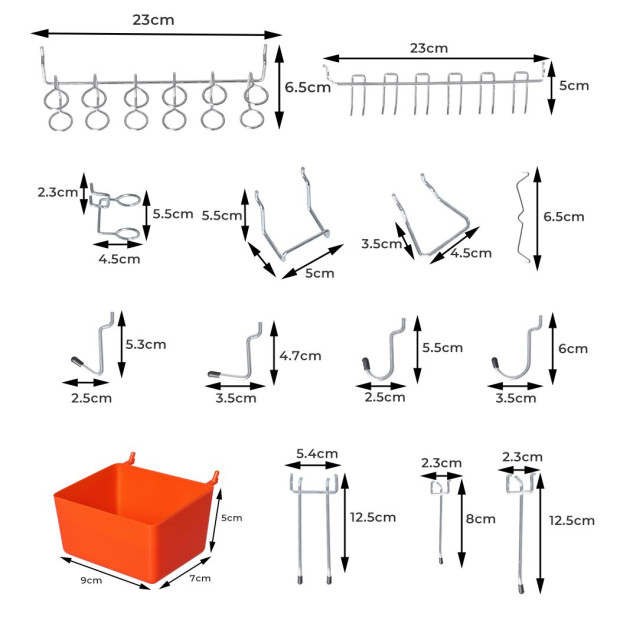 Hooks Storage Bins Hanger Locks Parts Steel Tray Organizer Bin 138PC Image 3