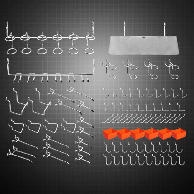 Hooks Storage Bins Hanger Locks Parts Steel Tray Organizer Bin 138PC Image 7