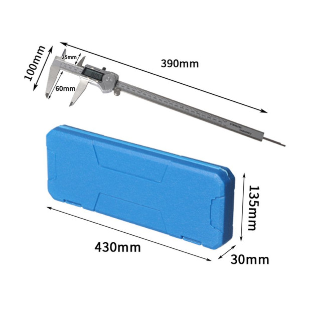Vernier Caliper Digital Stainless Steel LCD IP54 Waterproof 300MM Image 3