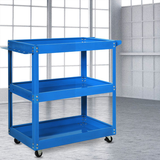 Tool Cart Trolley 3-Tier Toolbox Workshop Garage Storage Organizer Steel 150KG Image 7