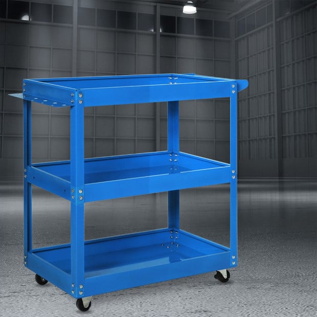 Tool Cart Trolley 3-Tier Toolbox Workshop Garage Storage Organizer Steel 150KG Image 8
