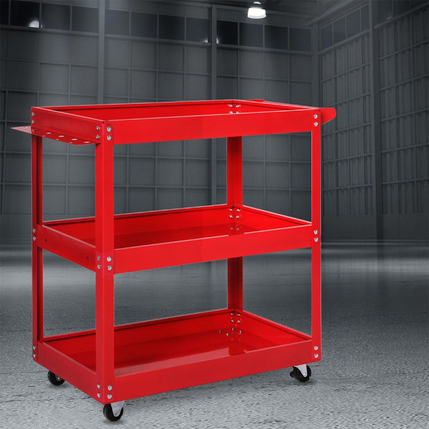 Tool Cart Trolley 3-Tier Toolbox Workshop Garage Storage Organizer Steel 150KG Image 8