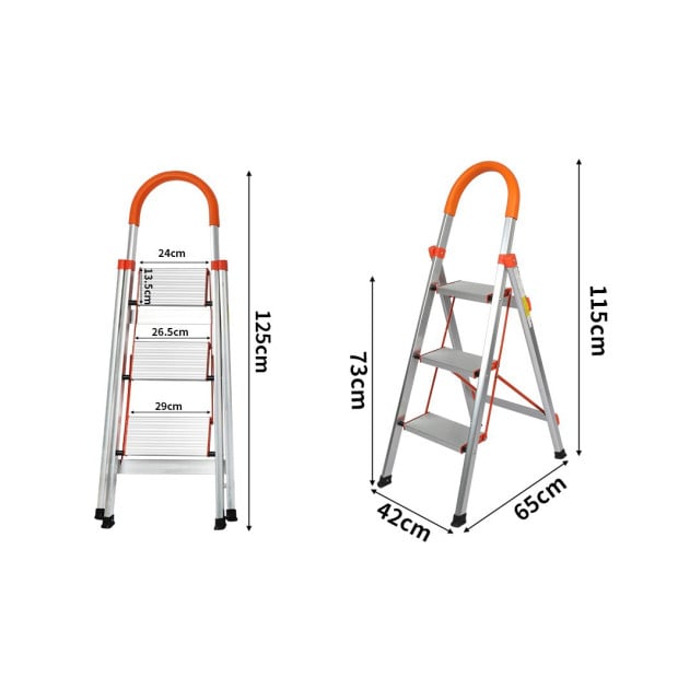 3 Step Ladder Multi-Purpose Folding Aluminium Non Slip Platform Image 3