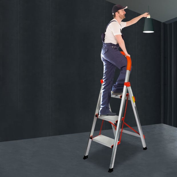 3 Step Ladder Multi-Purpose Folding Aluminium Non Slip Platform Image 7
