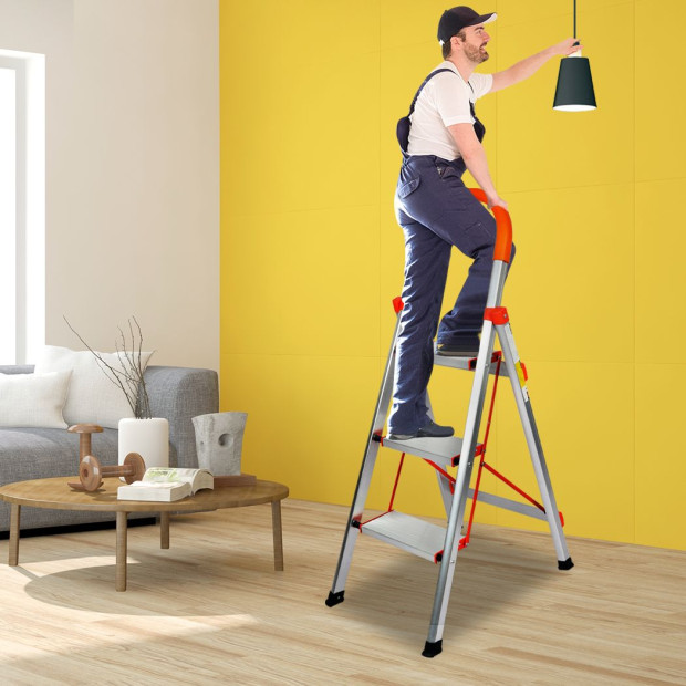3 Step Ladder Multi-Purpose Folding Aluminium Non Slip Platform Image 8