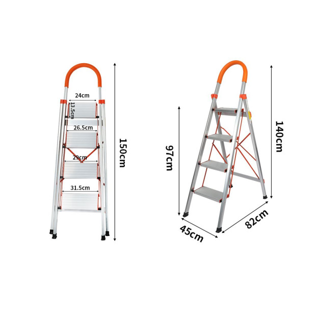 4 Step Ladder Multi-Purpose Folding Aluminium Non Slip Platform Image 3