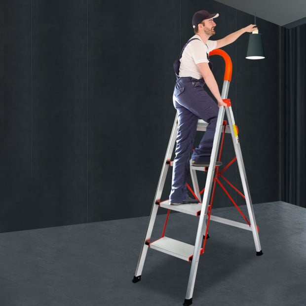 4 Step Ladder Multi-Purpose Folding Aluminium Non Slip Platform Image 7