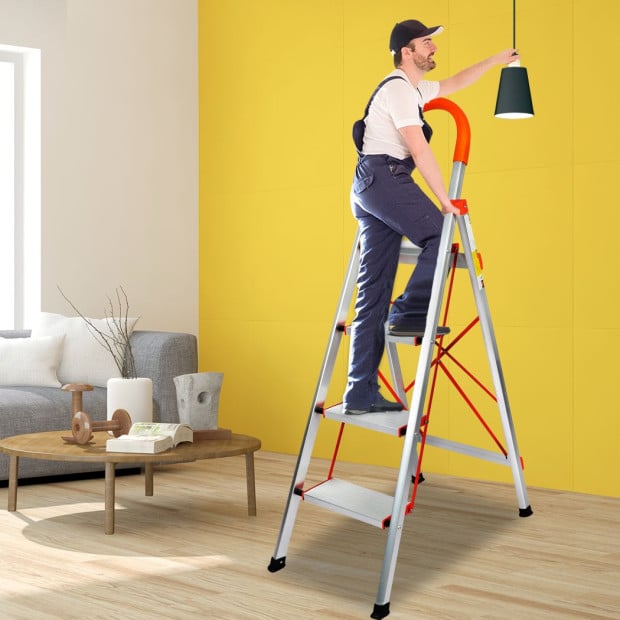 4 Step Ladder Multi-Purpose Folding Aluminium Non Slip Platform Image 8