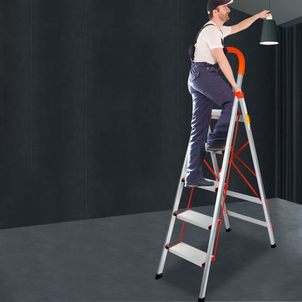 5 Step Ladder Multi-Purpose Folding Aluminium Non Slip Platform Image 7