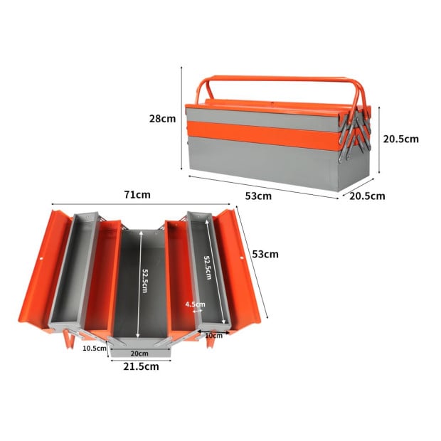Box Tool Storage 5 Tray Folding Lockable Organizer Parts Drawer Image 3