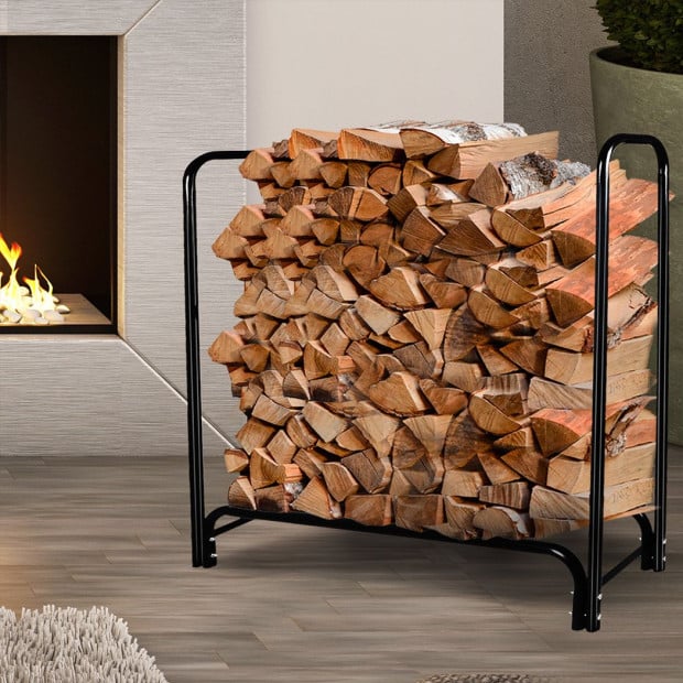 Firewood Rack Holder 4FT Fireplace Tool Log Wood Steel Large Storage Image 7