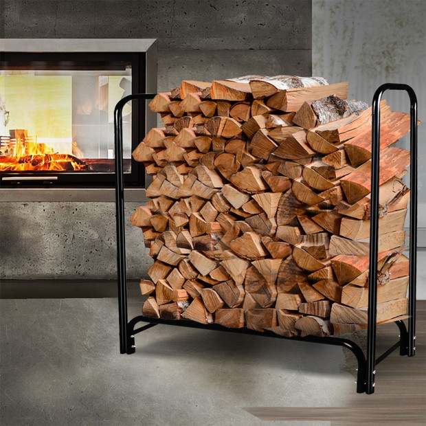 Firewood Rack Holder 4FT Fireplace Tool Log Wood Steel Large Storage Image 8