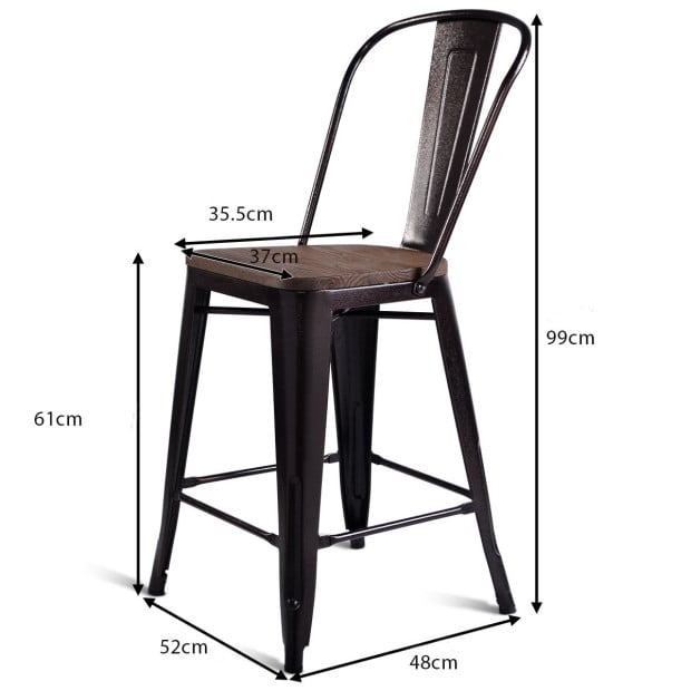 2 Bronzes Metal Chairs Set With Backrest For Bistro Image 4
