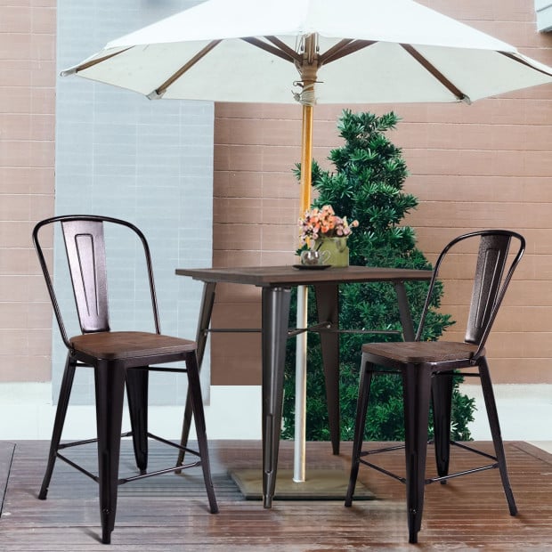2 Bronzes Metal Chairs Set With Backrest For Bistro Image 2