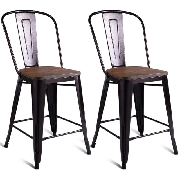 2 Bronzes Metal Chairs Set With Backrest For Bistro Image 5