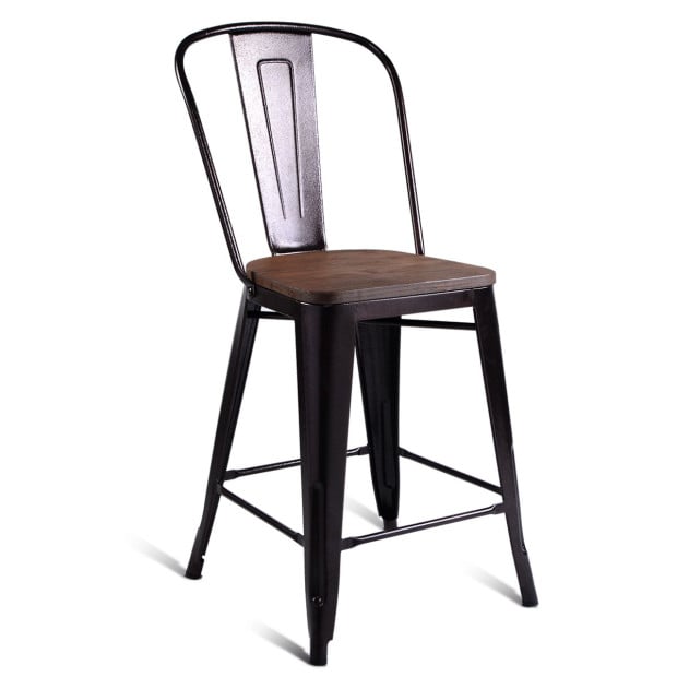 2 Bronzes Metal Chairs Set With Backrest For Bistro Image 9