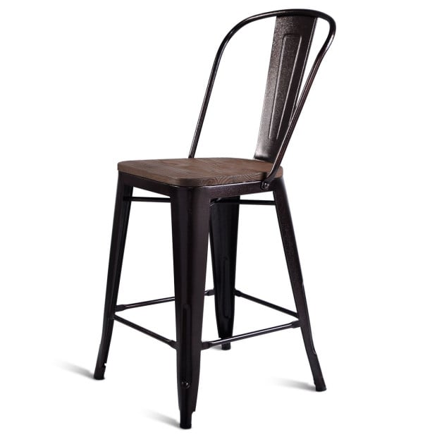 2 Bronzes Metal Chairs Set With Backrest For Bistro Image 10