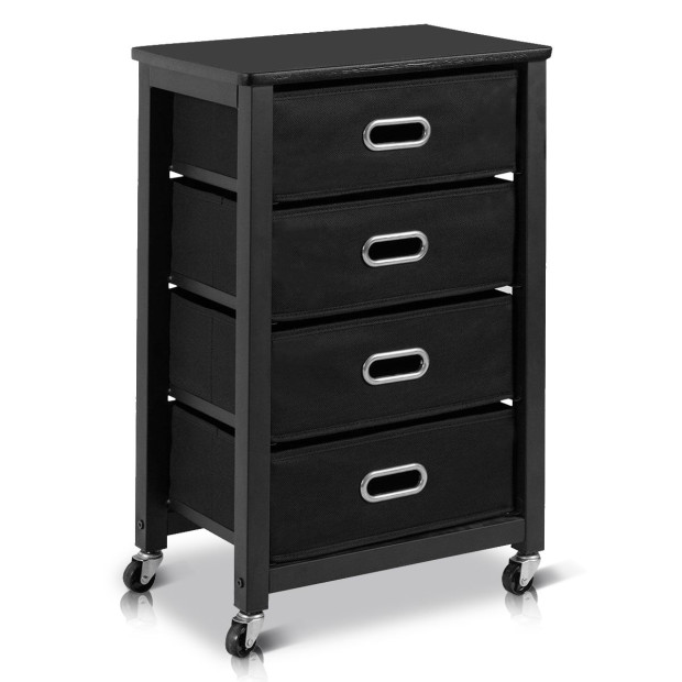 Heavy Duty Rolling File With 4 Drawers Black