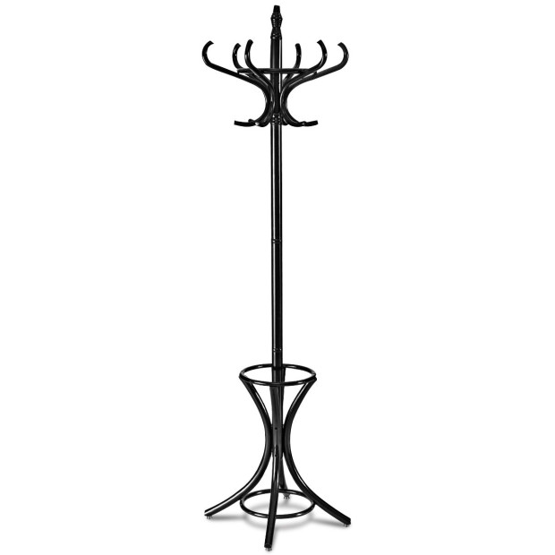 Freestanding Jacket Stand With Umbrella For Living Room Black