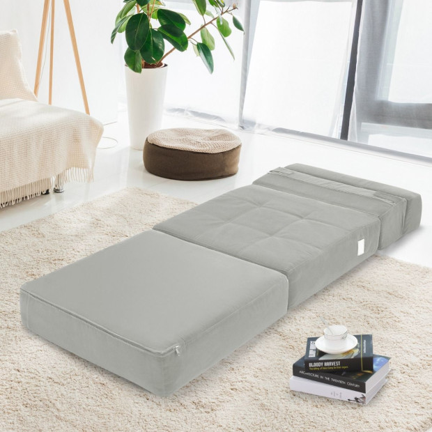 Trifolding Floor Lounge Sofa Bed With Upholstered Cushion For Home