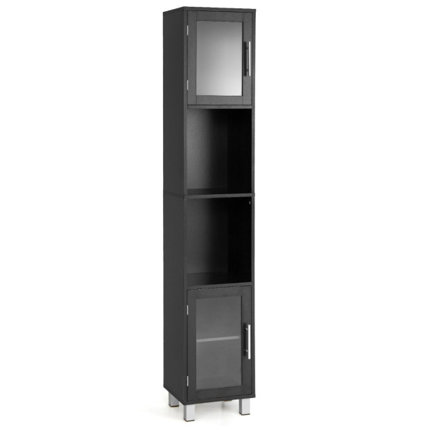 Tall Bathroom Storage With Shelves Black