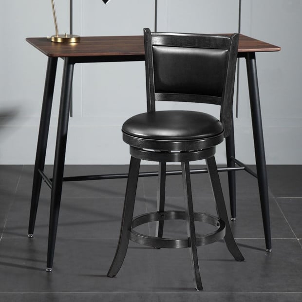 Accent Wooden Swivel Bar Height Stool For Dining Room Black 61cm Image 6