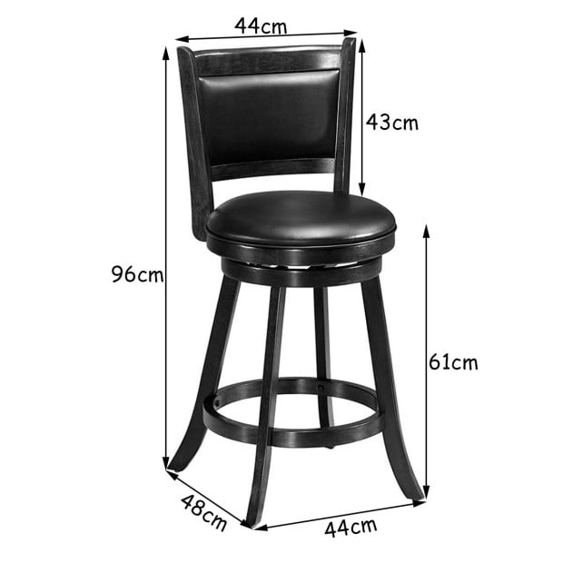 Accent Wooden Swivel Bar Height Stool For Dining Room Black 61cm Image 4