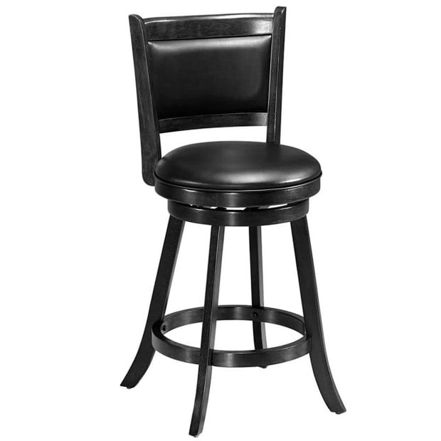 Accent Wooden Swivel Bar Height Stool For Dining Room Black 61cm Image 2