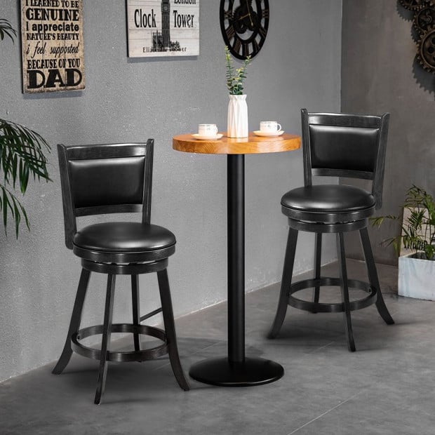 Accent Wooden Swivel Bar Height Stool For Dining Room Black 61cm Image 8