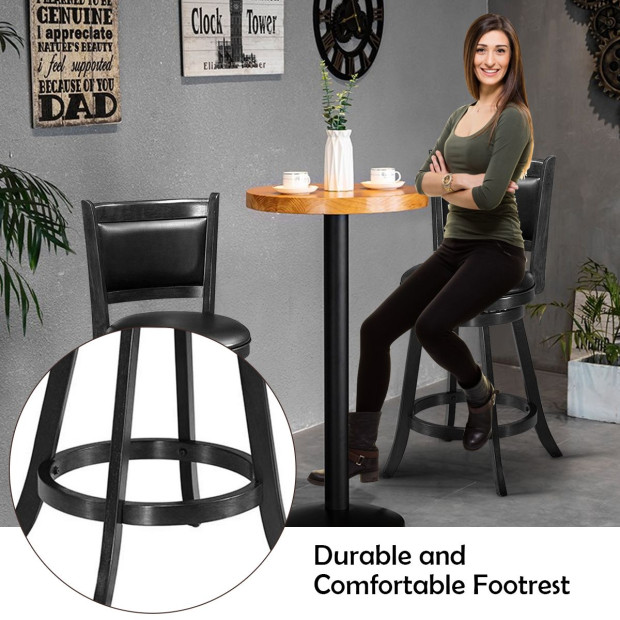 Accent Wooden Swivel Bar Height Stool For Dining Room Black 61cm Image 12