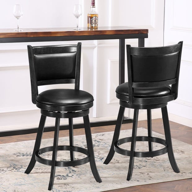 Accent Wooden Swivel Bar Height Stool For Dining Room Black 61cm Image 9