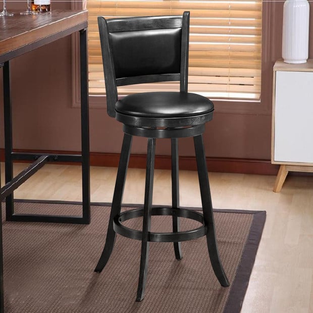 Accent Wooden Swivel Bar Height Stool For Dining Room Black 74cm Image 9