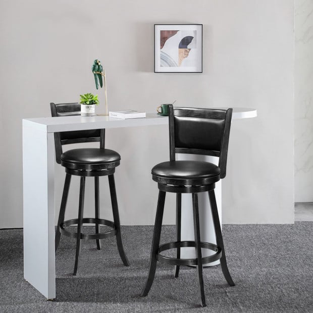 Accent Wooden Swivel Bar Height Stool For Dining Room Black 74cm Image 10