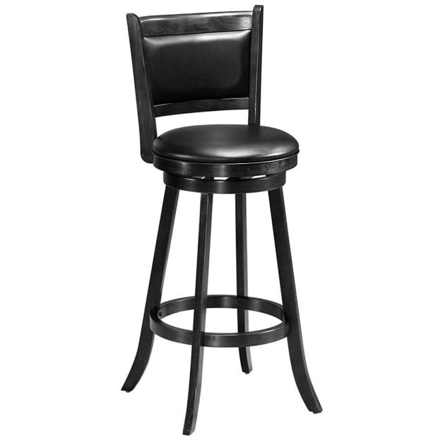 Accent Wooden Swivel Bar Height Stool For Dining Room Black 74cm Image 2